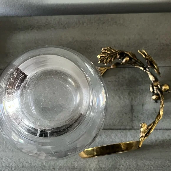 Glass Pitcher with Brass Floral Handle - Picture 4 of 5